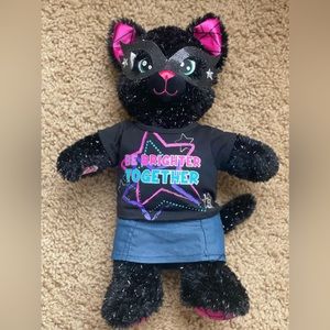 Build A Bear Night Magic Black Glitter Cat Plush